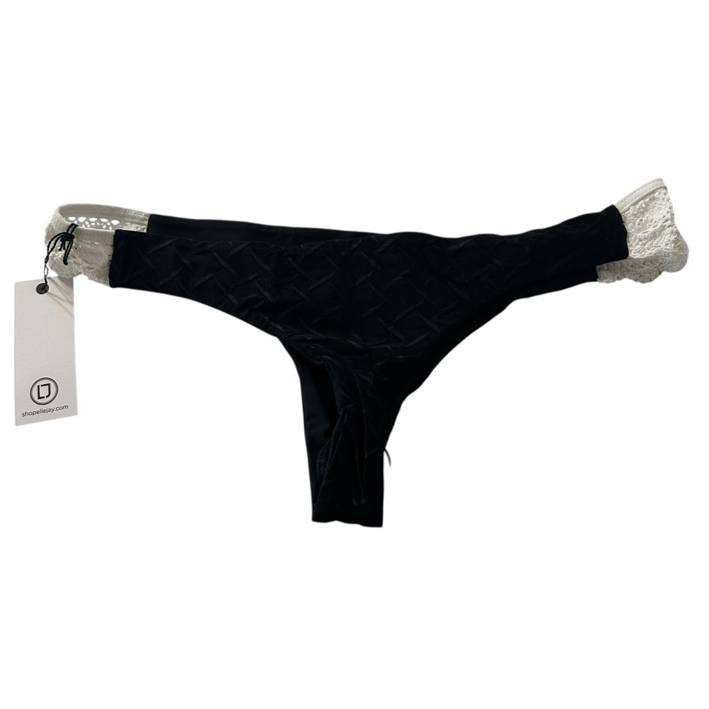 Ellejay Black and White Lace Pula Bikini Bottom L - Picture 6 of 9